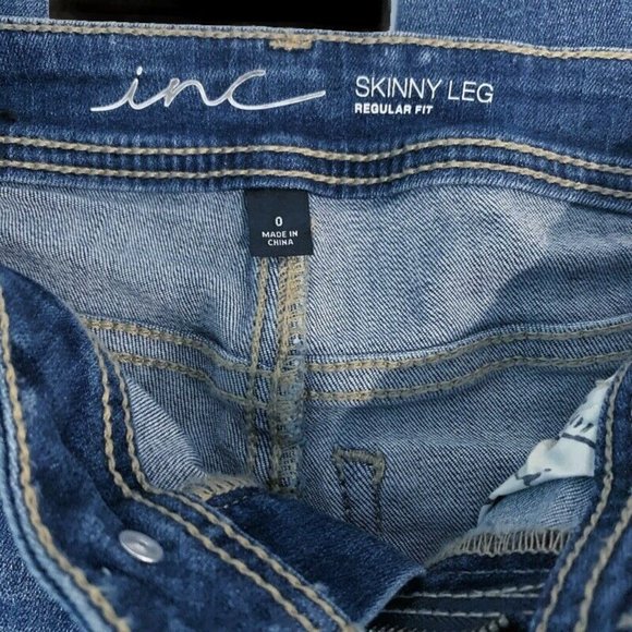 INC International Concepts Women's Studded Frayed-Hem Jeans in Cream Indigo 0 - Picture 5 of 5